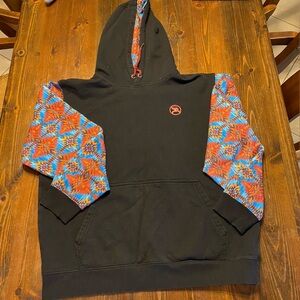 Hooey Black with orange Aztec Sleeve roughy Hoodie